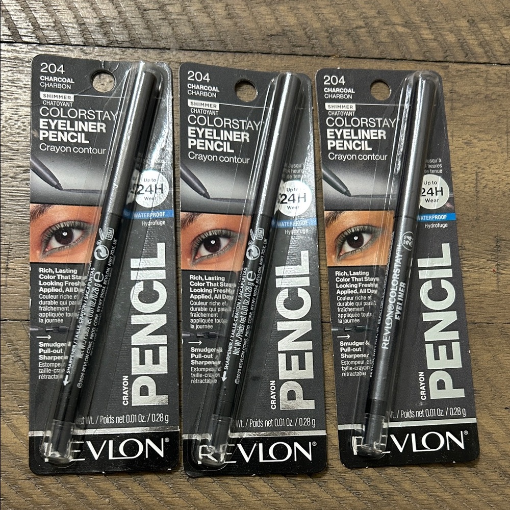 3X Revlon ColorStay Eyeliner Pencil - Charcoal Black #204